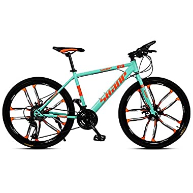 Alta qualità 24/27 / 30inch, integrato Ten-rotella tagliapasta for adulti Mountain bike biciclette, freni e doppio disco anteriore posteriore, maschio e femmina Biciclette a velocità variabile (Green)