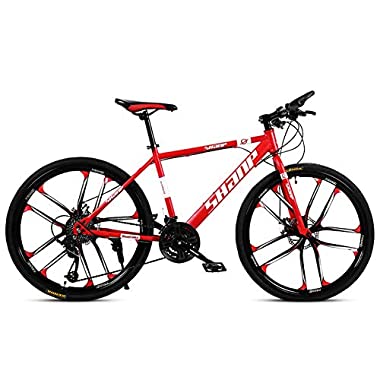 Alta qualità 24/27 / 30inch, integrato Ten-rotella tagliapasta for adulti Mountain bike biciclette, freni e doppio disco anteriore posteriore, maschio e femmina Biciclette a velocità variabile (Red)
