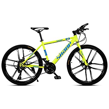 Alta qualità 24/27 / 30inch, integrato Ten-rotella tagliapasta for adulti Mountain bike biciclette, freni e doppio disco anteriore posteriore, maschio e femmina Biciclette a velocità variabile (Yellow)