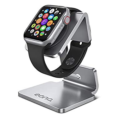 Amazon Brand - Eono Supporto per Apple Watch, Stazioni di Ricarica : Notturno Stand Dock Gestione Cavi per Apple Watch Series 7, SE, 6, 5, 4, 3, 2, 1, iWatch 44mm / 42mm / 40mm / 38mm - Argento