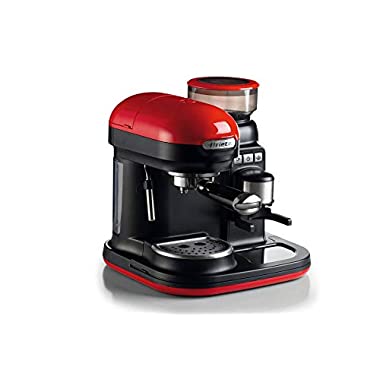 Ariete 1318 Macchina espresso con macinacaffè integrato Moderna, Per caffè in grani e in polvere, Cappuccinatore montalatte, Filtro 1 e 2 tazze, 1080 W, 800 cubic_centimeters, 15, Rosso