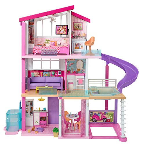 Barbie - Casa dei Sogni per Bambole, con Ascensore per Disabili, 3 Piani, Piscina, Scivolo e 70 Accessori, Giocattolo per Bambini 3+ Anni, GNH53
