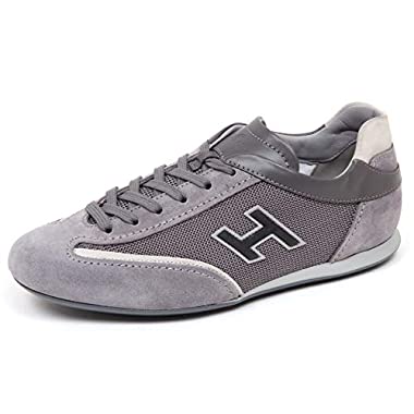Hogan E9070 Sneaker Uomo Grey Olympia Scarpe Slash H Flock Shoe Man [6.5] (40.5 EU, Grigio)