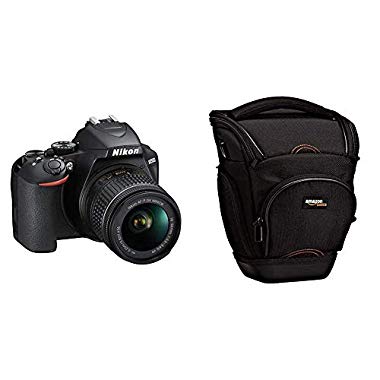 Nikon D3500 Fotocamera Reflex Digitale con Obiettivo Nikkor AF-P 18/55VR, LCD 3", SD da 16 GB 300x Premium Lexar, Nero & AmazonBasics - Custodia per macchine fotografiche reflex, colore: Nero