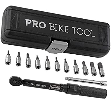Pro Bike Tool 1/4 Inch Drive Click Set di chiavi dinamometriche a scatto - da 2 a 20 Nm - Kit di manutenzione per biciclette da strada e mountain bike - Include prese Allen e Torx (Nero)