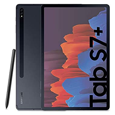 Samsung Galaxy Tab S7+ Tablet S Pen, Snapdragon 865 Plus, Display 12.4" WQXGA SuperAMOLED, 128GB Espandibili fino a 1TB, RAM 6GB, Batteria 10.090 mAh, 5G, Android 10, Mystic Black [Versione Italiana]