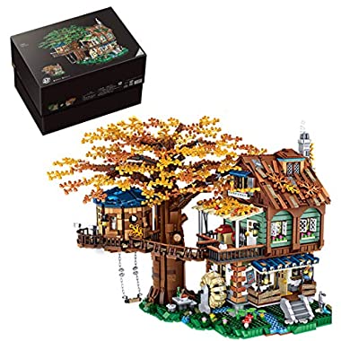 SENG Baumhaus 4761 pezzi architettura casa alberi, mattoncini modellini puzzle giocattolo per bambini e adulti (Capanna, 38 x 35 x 30 cm)
